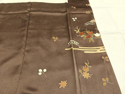 平和屋着物●訪問着　駒刺繍　草花文　暈し染め　金彩　三越扱い　正絹　逸品　AABI1864fy