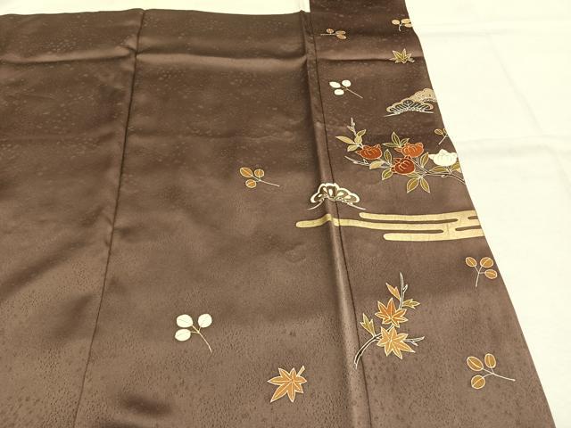 平和屋着物●訪問着　駒刺繍　草花文　暈し染め　金彩　三越扱い　正絹　逸品　AABI1864fy