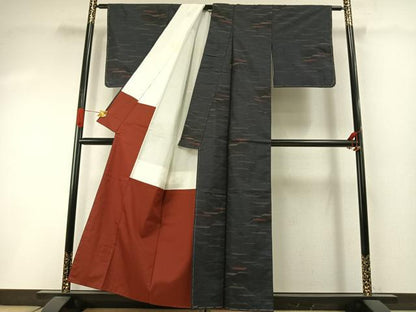 平和屋着物●都喜ヱ門　本場大島紬　カタス7マルキ　純泥染　手織　ステンド模様　藤絹織物謹製　証紙付き　正絹　逸品　AABI1865fy