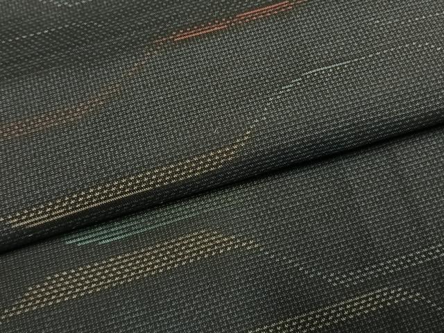 平和屋着物●都喜ヱ門　本場大島紬　カタス7マルキ　純泥染　手織　ステンド模様　藤絹織物謹製　証紙付き　正絹　逸品　AABI1865fy