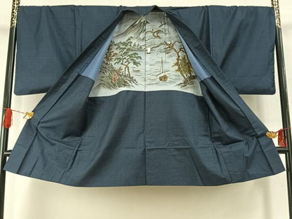 平和屋着物●男性　本場大島紬　アンサンブル　100亀甲　総詰め　キングサイズ　正絹　逸品　AABI1867fy
