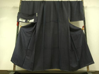 平和屋着物●男性 藍造り国選定無形文化財 藍師・佐藤昭人 中西桂秀 天然灰汁醗酵建本藍染 色無地 濃鼠色 証紙付き 逸品 AABI1869fy