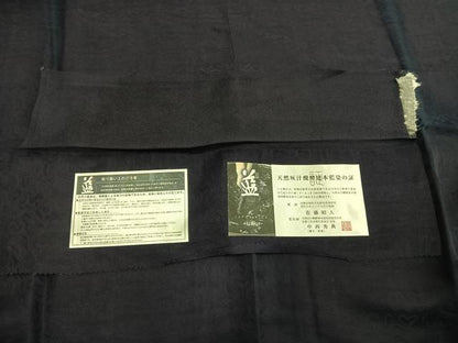 平和屋着物●男性 藍造り国選定無形文化財 藍師・佐藤昭人 中西桂秀 天然灰汁醗酵建本藍染 色無地 濃鼠色 証紙付き 逸品 AABI1869fy