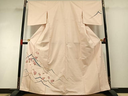 平和屋着物●訪問着　紬地　友禅　作家物　草花文　ますいわ屋扱い　正絹　逸品　未使用　AABI1870fy