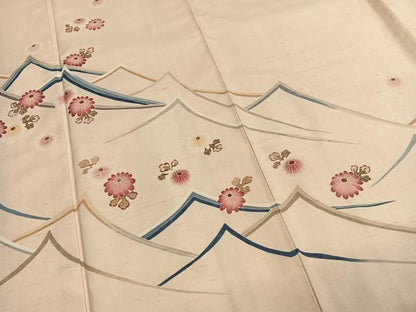 平和屋着物●訪問着　紬地　友禅　作家物　草花文　ますいわ屋扱い　正絹　逸品　未使用　AABI1870fy