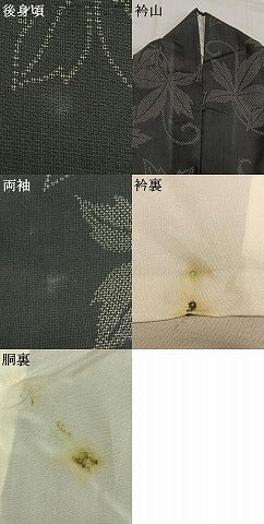 平和屋着物●上質な紬　唐草文　黒地　正絹　逸品　AABI1871fy