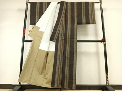 平和屋着物●上質な紬　間道　正絹　逸品　未使用　AABI1872fy