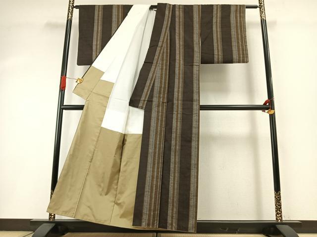 平和屋着物●上質な紬　間道　正絹　逸品　未使用　AABI1872fy
