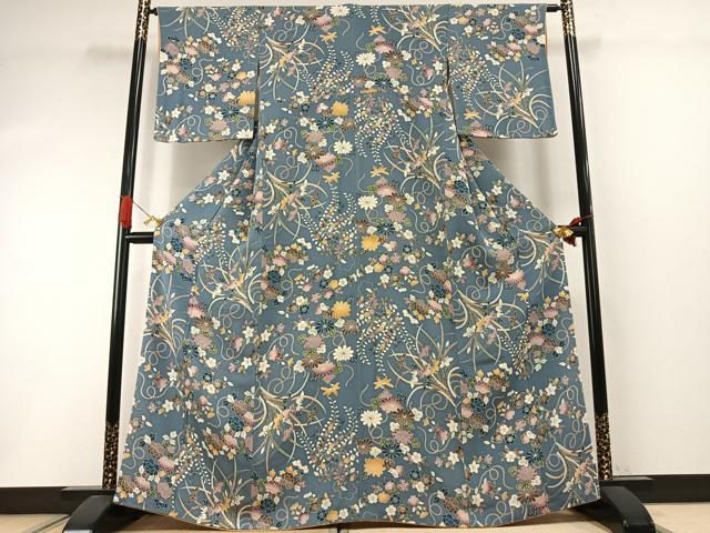 平和屋着物●上質な小紋　草花文　正絹　逸品　AABI1875fy