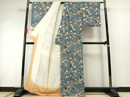 平和屋着物●上質な小紋　草花文　正絹　逸品　AABI1875fy