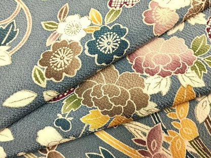 平和屋着物●上質な小紋　草花文　正絹　逸品　AABI1875fy