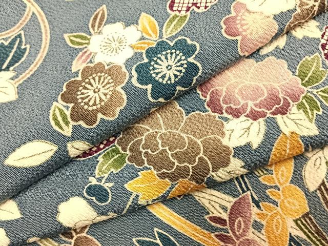 平和屋着物●上質な小紋　草花文　正絹　逸品　AABI1875fy