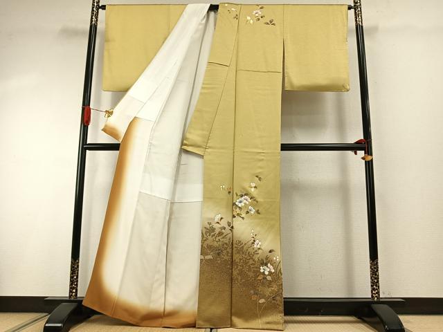 平和屋着物●訪問着　枝花文　金銀彩　正絹　逸品　AABI1877fy