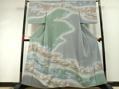平和屋着物●訪問着　友禅　作家物　松竹梅　暈し染め　正絹　逸品　AABI1878fy