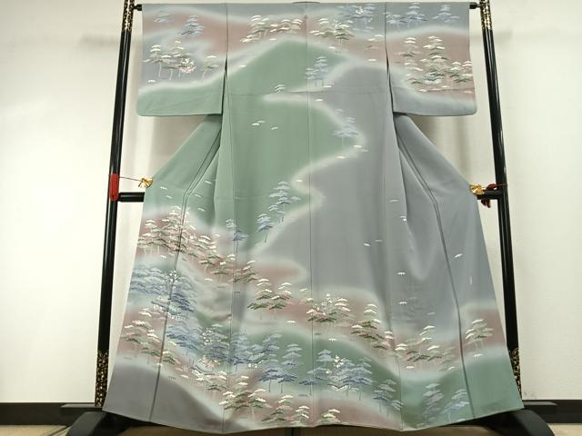 平和屋着物●訪問着　友禅　作家物　松竹梅　暈し染め　正絹　逸品　AABI1878fy