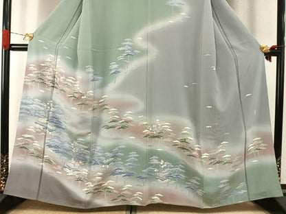 平和屋着物●訪問着　友禅　作家物　松竹梅　暈し染め　正絹　逸品　AABI1878fy