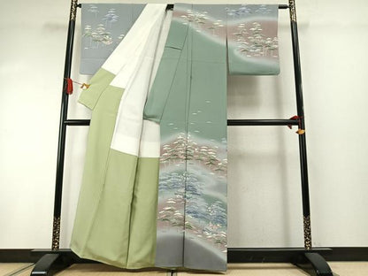 平和屋着物●訪問着　友禅　作家物　松竹梅　暈し染め　正絹　逸品　AABI1878fy