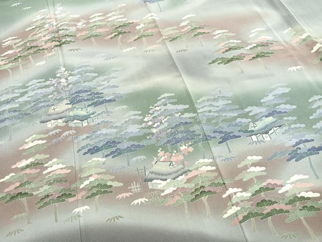 平和屋着物●訪問着　友禅　作家物　松竹梅　暈し染め　正絹　逸品　AABI1878fy