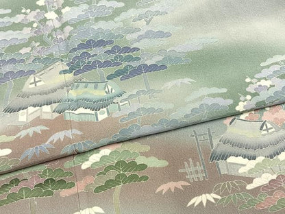 平和屋着物●訪問着　友禅　作家物　松竹梅　暈し染め　正絹　逸品　AABI1878fy