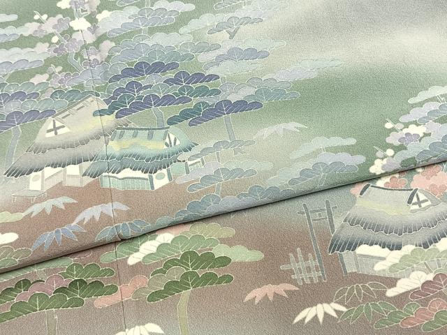平和屋着物●訪問着　友禅　作家物　松竹梅　暈し染め　正絹　逸品　AABI1878fy