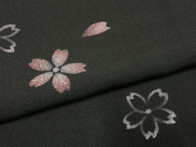 平和屋着物●訪問着　夜桜　黒地　正絹　逸品　AABI1883fy
