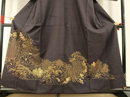平和屋着物●訪問着　紬地　松竹梅　金彩　正絹　逸品　AABI1884fy