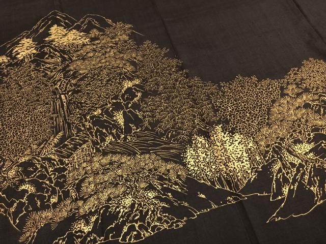 平和屋着物●訪問着　紬地　松竹梅　金彩　正絹　逸品　AABI1884fy