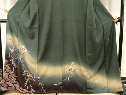 平和屋着物●友禅作家　城戸壇上　訪問着　枝花文　暈し染め　金彩　正絹　逸品　AABI1885fy
