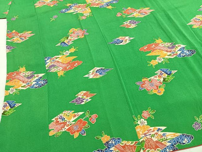 平和屋着物●上質な小紋　型染め　草花文　正絹　逸品　AABI1886fy