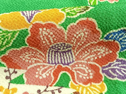平和屋着物●上質な小紋　型染め　草花文　正絹　逸品　AABI1886fy