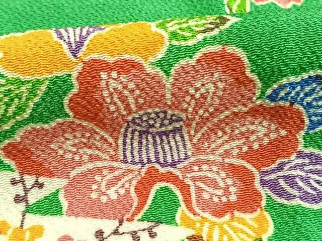 平和屋着物●上質な小紋　型染め　草花文　正絹　逸品　AABI1886fy