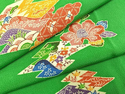 平和屋着物●上質な小紋　型染め　草花文　正絹　逸品　AABI1886fy