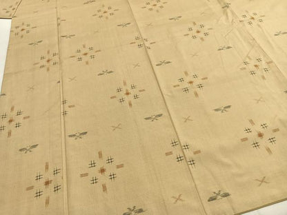 平和屋着物●上質な紬　舞蝶文　正絹　逸品　AABI1888fy
