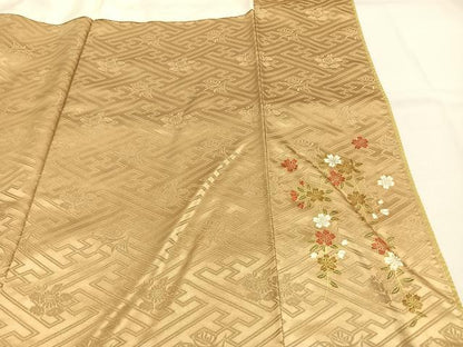 平和屋着物●豪華振袖　駒刺繍　花蝶文　暈し染め　金彩　正絹　逸品　AABI1890fy