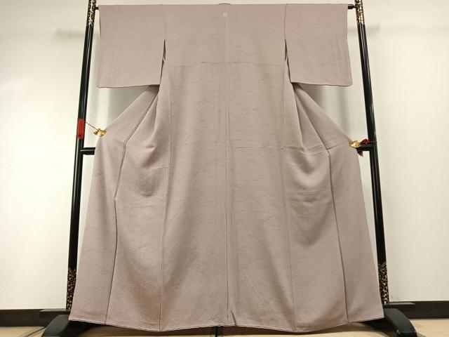 平和屋着物●上質な色無地　芝地紋　薄梅鼠色　正絹　逸品　AABI1892fy