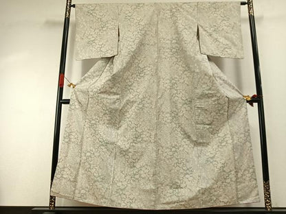 平和屋着物●本場大島紬　白大島　カタス9マルキ　草花文　正絹　逸品　AABI1893fy
