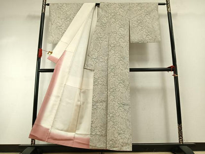 平和屋着物●本場大島紬　白大島　カタス9マルキ　草花文　正絹　逸品　AABI1893fy