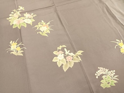 平和屋着物●訪問着　友禅　草花文　正絹　逸品　AABI1894fy