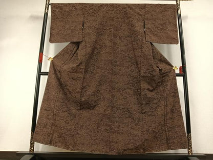 平和屋着物●小千谷紬　風景花文　正絹　逸品　未使用　AABI1895fy