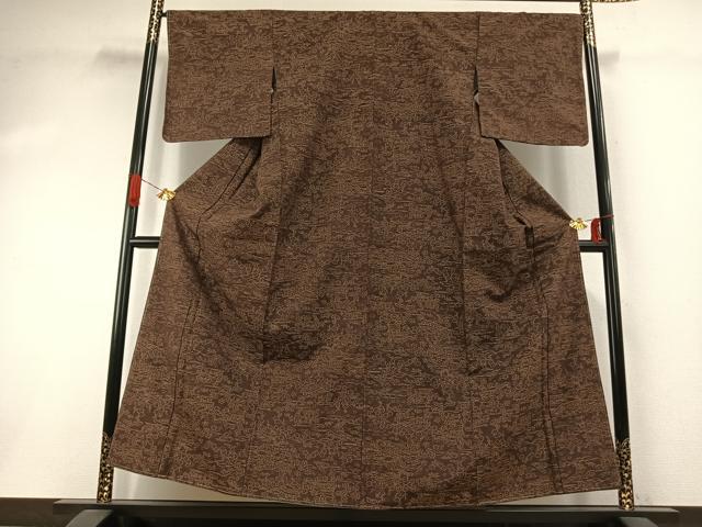 平和屋着物●小千谷紬　風景花文　正絹　逸品　未使用　AABI1895fy