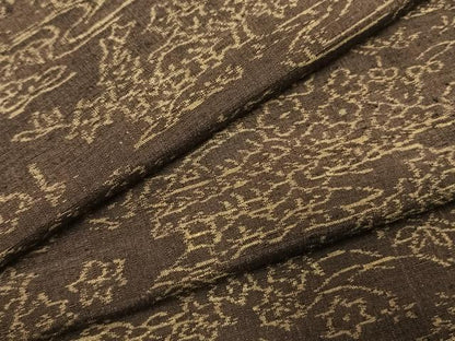 平和屋着物●小千谷紬　風景花文　正絹　逸品　未使用　AABI1895fy