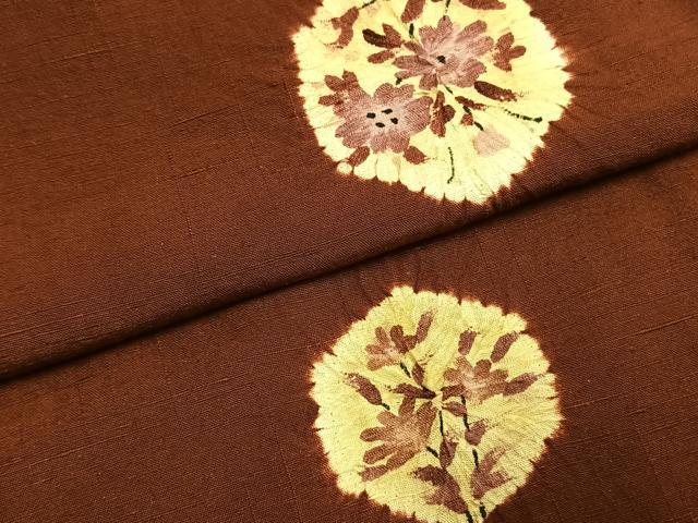 平和屋着物●上質な小紋　紬地　手描き　絞り　亀甲花文　正絹　逸品　AABI1899fy