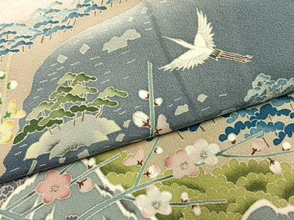 平和屋着物●本加賀友禅作家　小田美知代　黒留袖　風景花鳥文　正絹　逸品　AABI1900fy