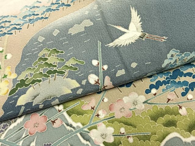 平和屋着物●本加賀友禅作家　小田美知代　黒留袖　風景花鳥文　正絹　逸品　AABI1900fy