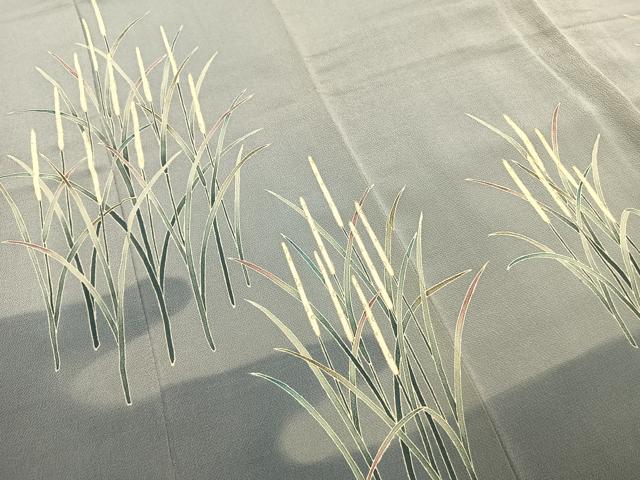 平和屋着物●訪問着　友禅　作家物　草花文　暈し染め　金彩　鬼しぼ縮緬　正絹　逸品　AABI1901fy