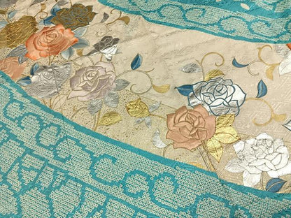 平和屋着物●豪華振袖　駒刺繍　絞り　薔薇　金銀彩　正絹　逸品　AABI1902fy