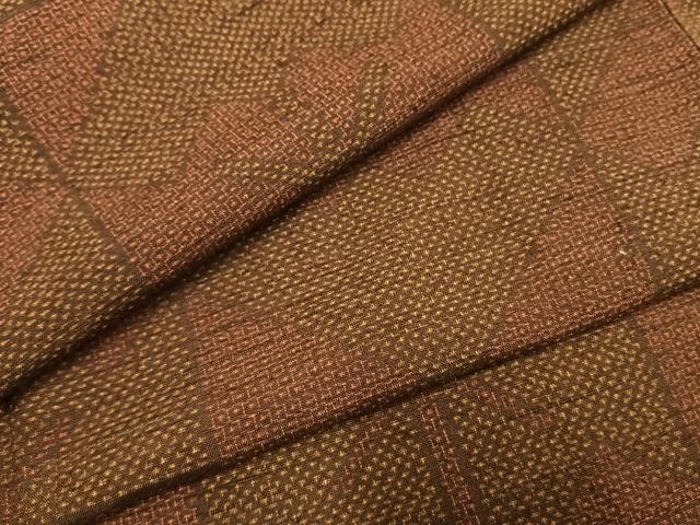 平和屋着物●結城紬　100亀甲　幾何学文様　正絹　逸品　AABI1903fy