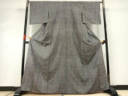 平和屋着物●上質な紬　縞　正絹　逸品　AABI1904fy
