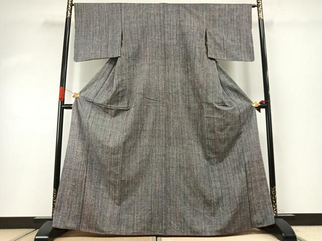 平和屋着物●上質な紬　縞　正絹　逸品　AABI1904fy