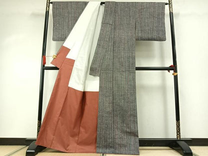 平和屋着物●上質な紬　縞　正絹　逸品　AABI1904fy